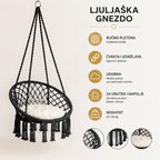 Ljuljaška Gnezdo Viseća – Boho Macrame Ljuljaška za Terasu, Balkon i Dnevnu Sobu
