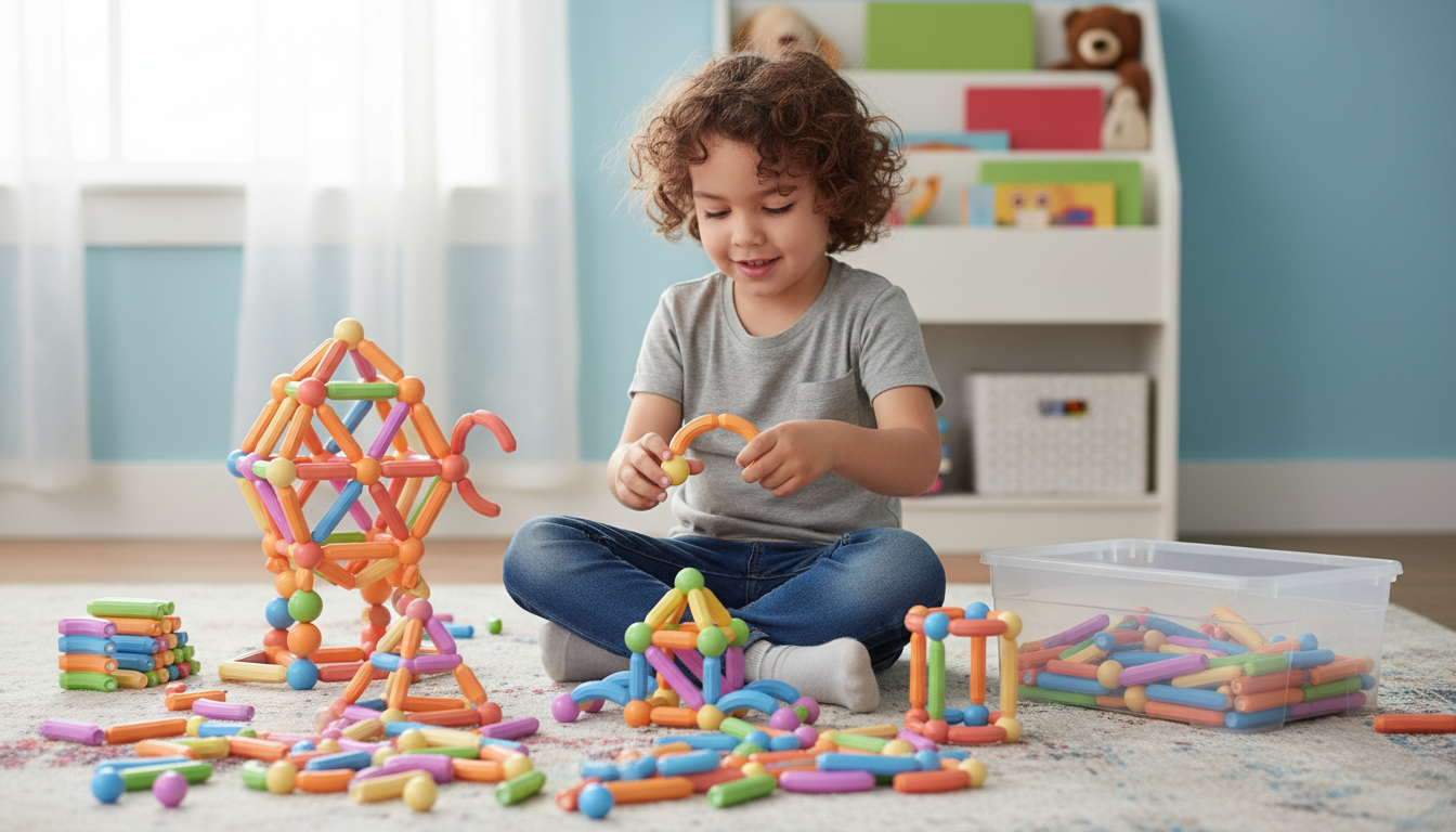 Magnetni Konstrukcioni Set 136 Delova – Štapići i Kugle za 3D Građenje | Edukativna Igračka za Decu
