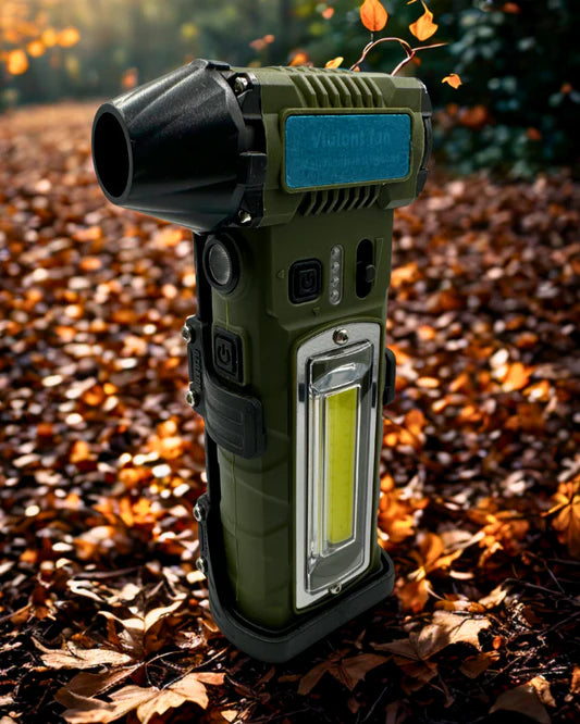 Mega Snažan F020 Turbo Ventilator 10u1 „Violent Fan“ – Duvanje, Čišćenje, Kamp i LED Svetlo u Jednom