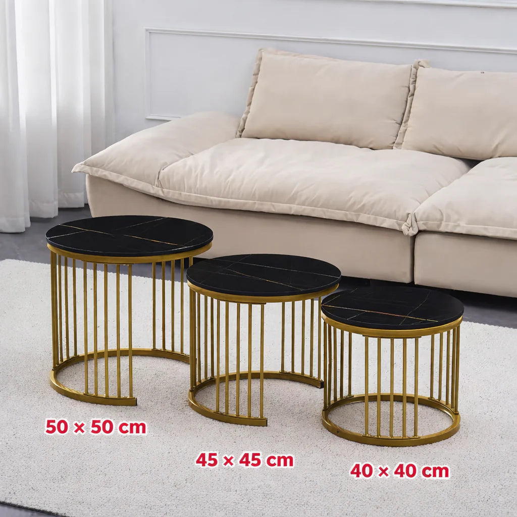 Set 3 Stolića Milano – Imitacija Mermera i Zlatni Detalji