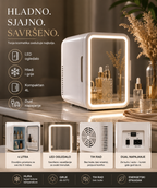 Mini Frižider za Kozmetiku sa LED Ogledalom – Prenosni Beauty Frižider za Šminku, Kreme i Kozmetiku