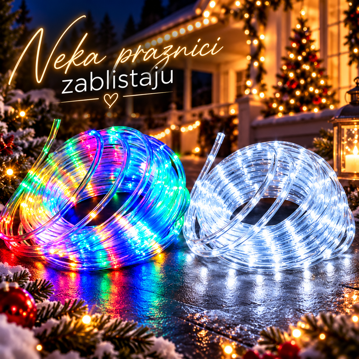 Novogodišnje LED Crevo 10m – RGB i Belo Svetlo za Prazničnu Dekoraciju