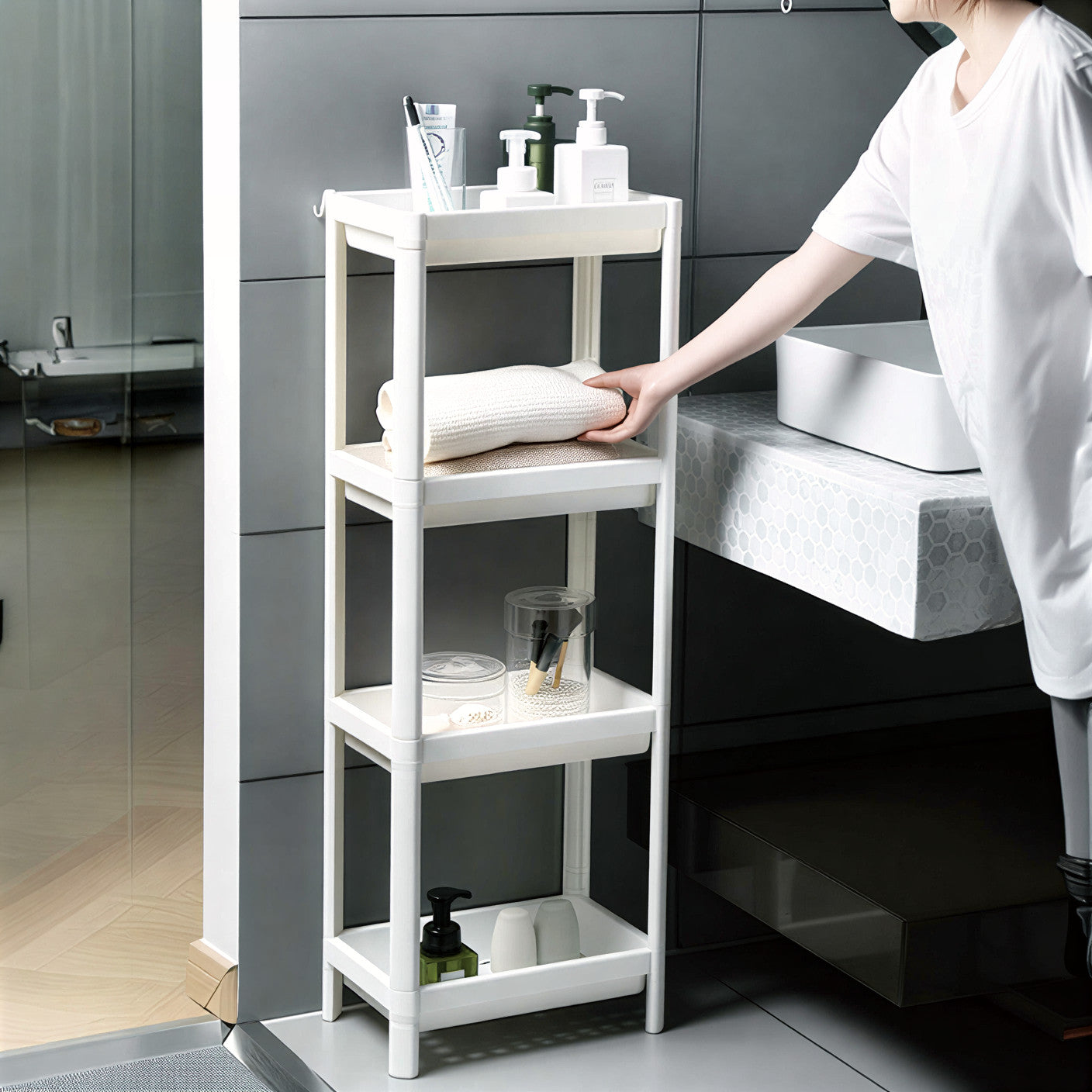 Polica za Kupatilo sa 4 Nivoa