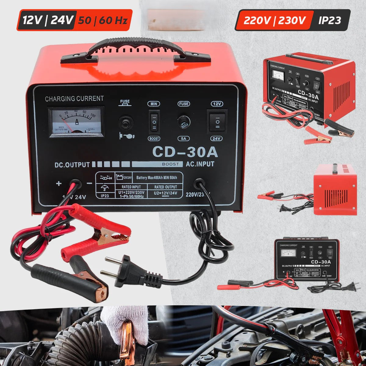 PUNJAČ AKUMULATORA 12/24V 30A