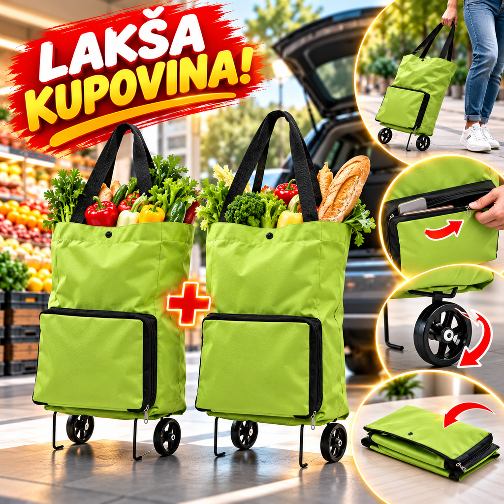 Rasklopivi Ceger sa Točkićima za Kupovinu – 1+1 Gratis