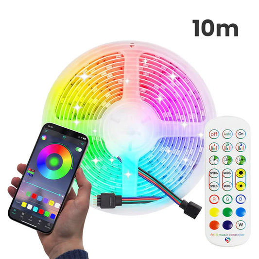 Rgb led traka 10m sa napajanjem, daljinskim, wifi bluetooth kontrolom