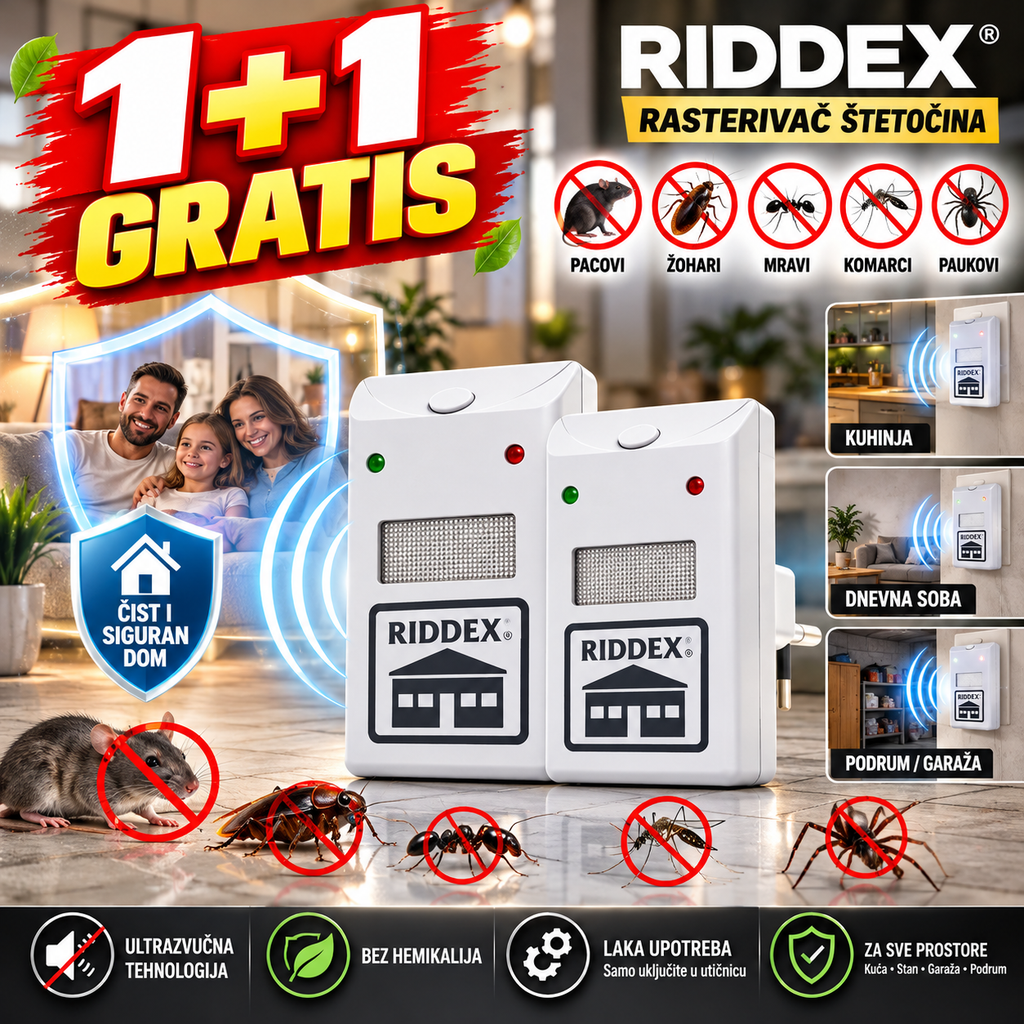 Riddex Rasterivač Štetočina 1+1 Gratis – Elektronski Rasterivač Glodara i Insekata