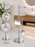 Inox Stalak za WC Papir i WC Četku sa Policom | Samostojeći Držač 80 cm