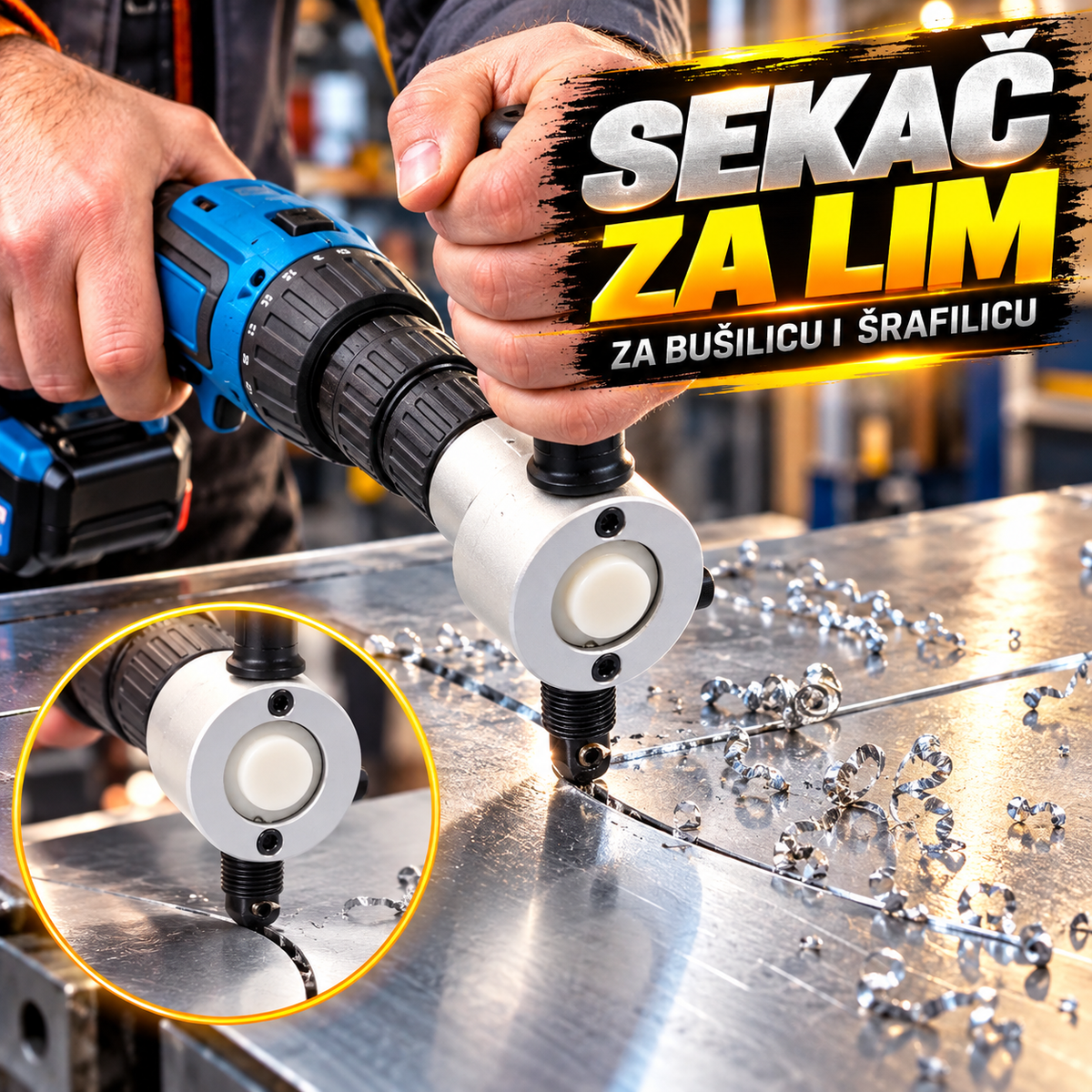 Sekač za Lim – Adapter za Šrafilicu i Bušilicu za Brzo Sečenje Lima
