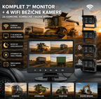 Set 7" HD Monitor + 4 WiFi Bežične Kamere za Kamione, Kombajne, Traktore i Radne Mašine – Noćni Vid, IP69 Vodootporno