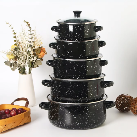 Set Emajliranih Šerpi 5 Delova Crne