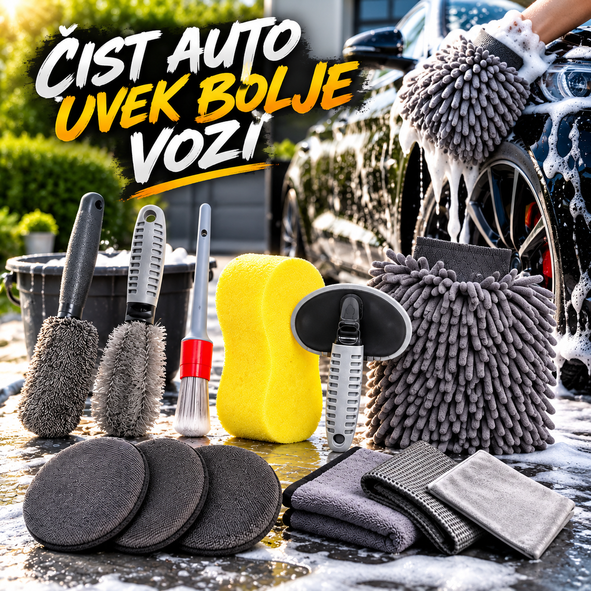 Set za Pranje Automobila 12 u 1 – Komplet Pribora za Detaljno Čišćenje Vozila