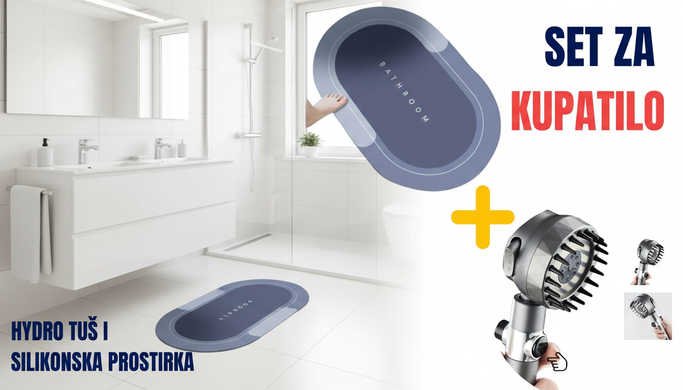 Kupatilski Set – Antiklizna Silikonska Prostirka + Masažni Hydro Tuš