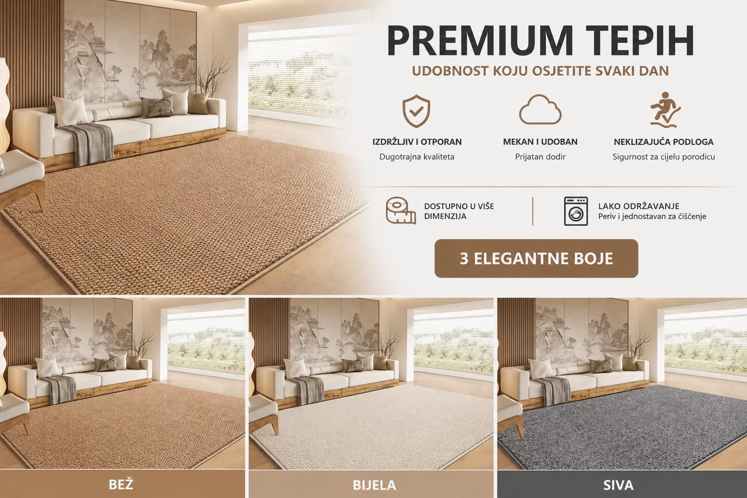 Skandinavski Tepih 150x200 cm – Toplina i Elegancija u Vašem Domu