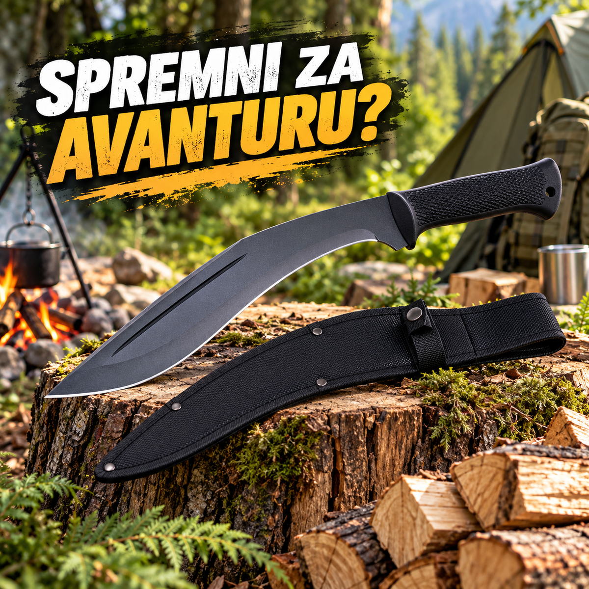  Steel Kukri Conqueror 45 cm – Outdoor Mačeta sa Futrolom za Kampovanje i Boravak u Prirodi