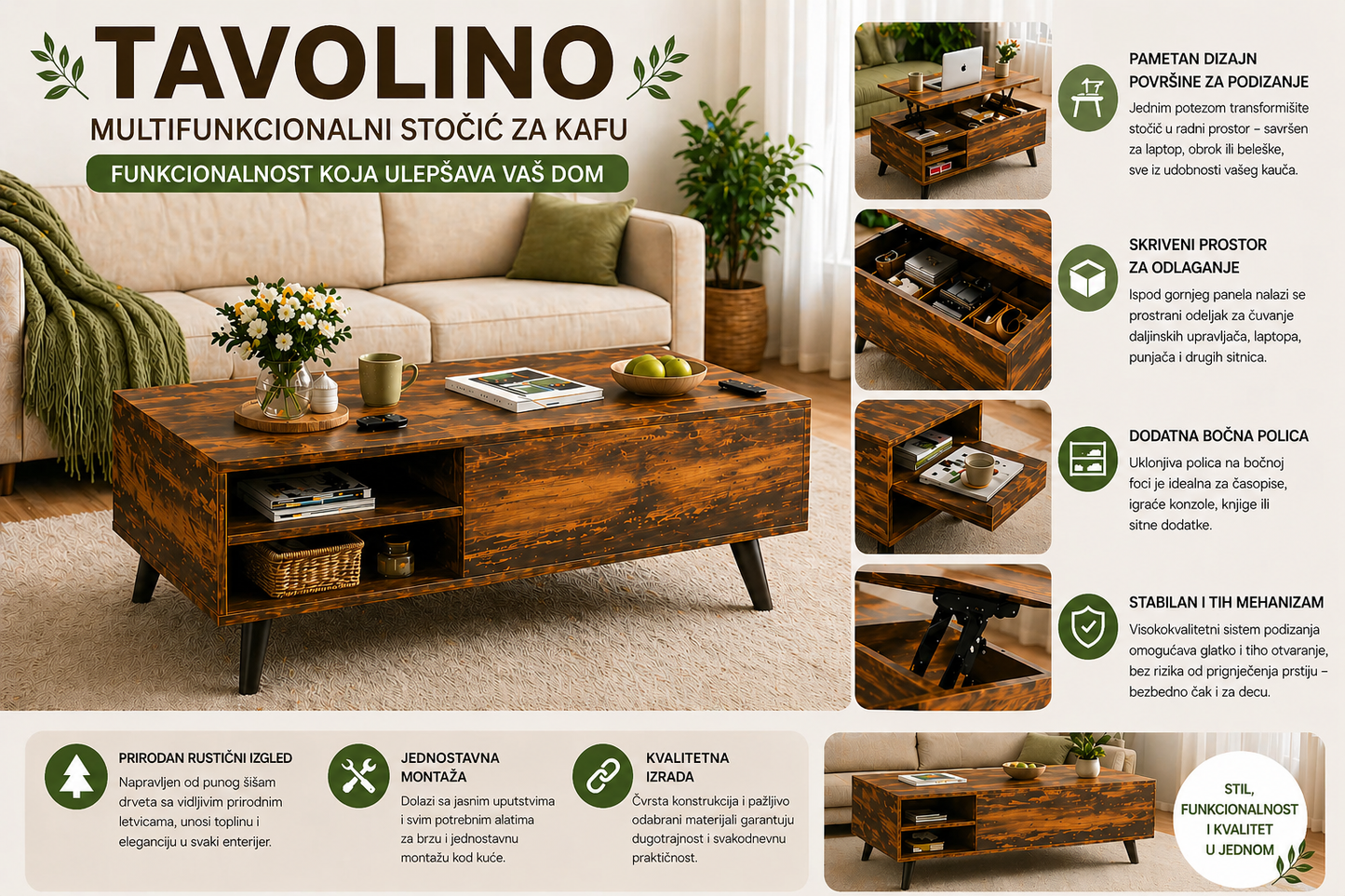 Moderan Drveni Sto Tavolino – Praktičan i Elegantan za Svaki Dom
