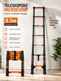 Teleskopske Aluminijumske Merdevine 3.1m – Sklopive Merdevine Nosivosti 150kg sa Sigurnosnim Zaključavanjem