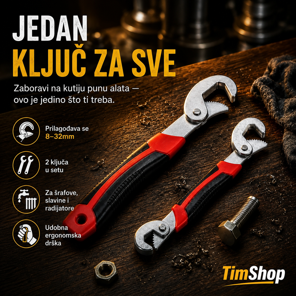 Set Univerzalnih Ključeva 2 Kom – Samopodesivi Ključevi za Sve Veličine Matica i Vijaka
