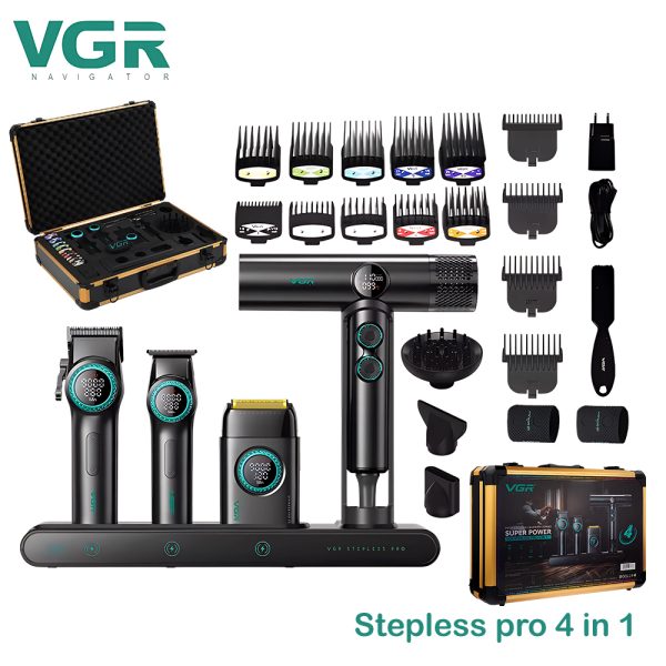 VGR Barber Kit 4u1 – Komplet za Šišanje i Brijanje | 9000 RPM Motor
