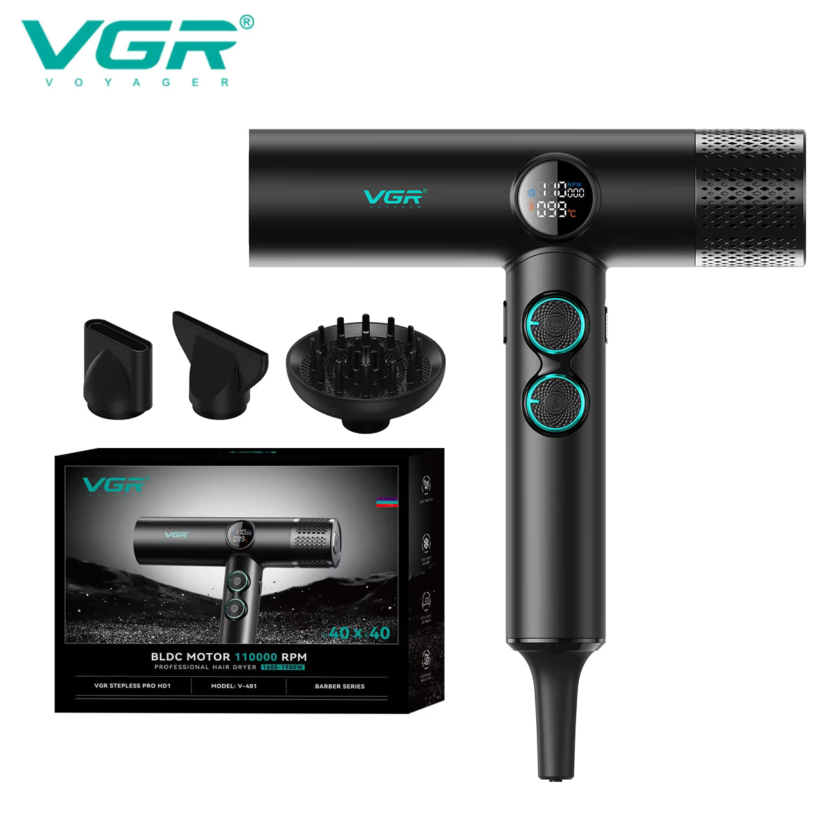 Profesionalni Fen VGR V-401 – 110.000 RPM | Negativni Joni, Tiho i Brzo Sušenje