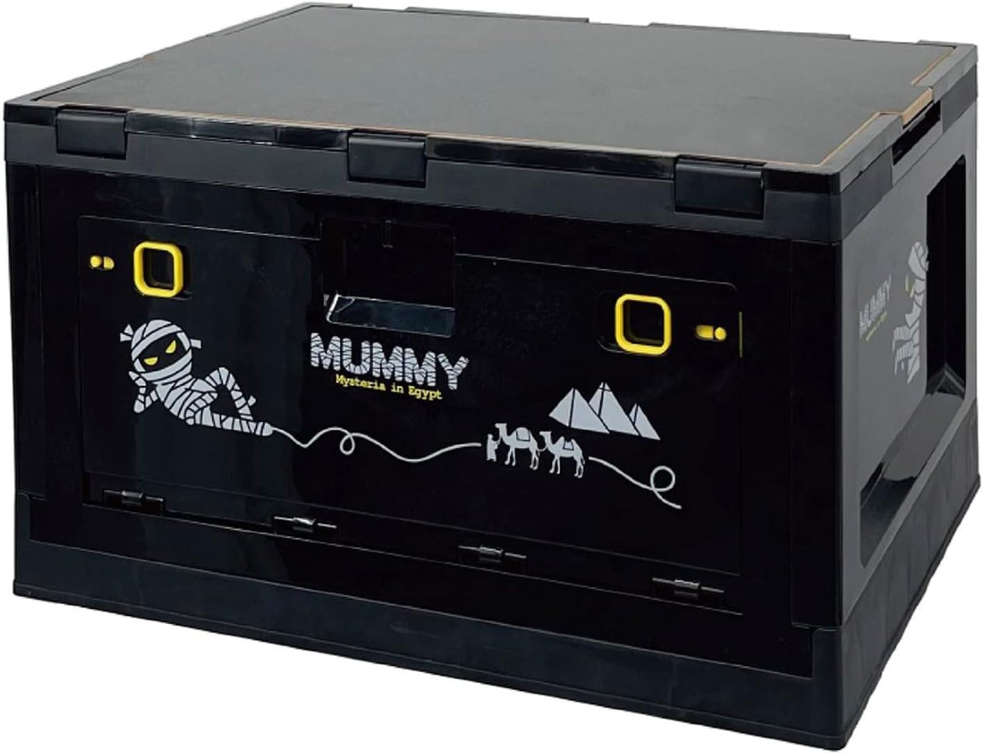 Sklopiva Plastična Kutija 50x31x14 cm sa Drvenim Poklopcem – Multifunkcionalni Organizer za Kampovanje, Auto i Dom