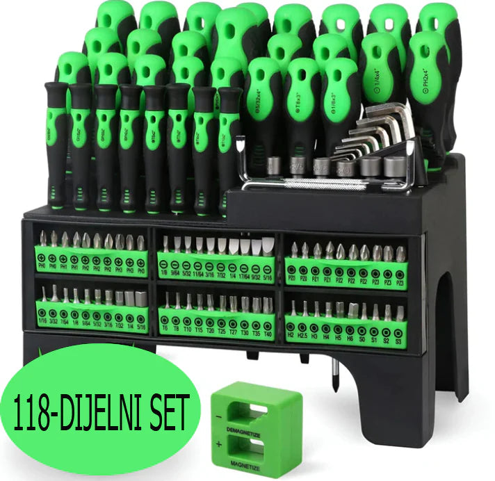 Profesionalni set od 118 magnetnih šrafcigera odvijača i bitova