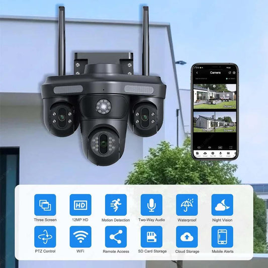 WiFi IP Kamera sa Tri PTZ Sočiva i 12MP Rezolucijom