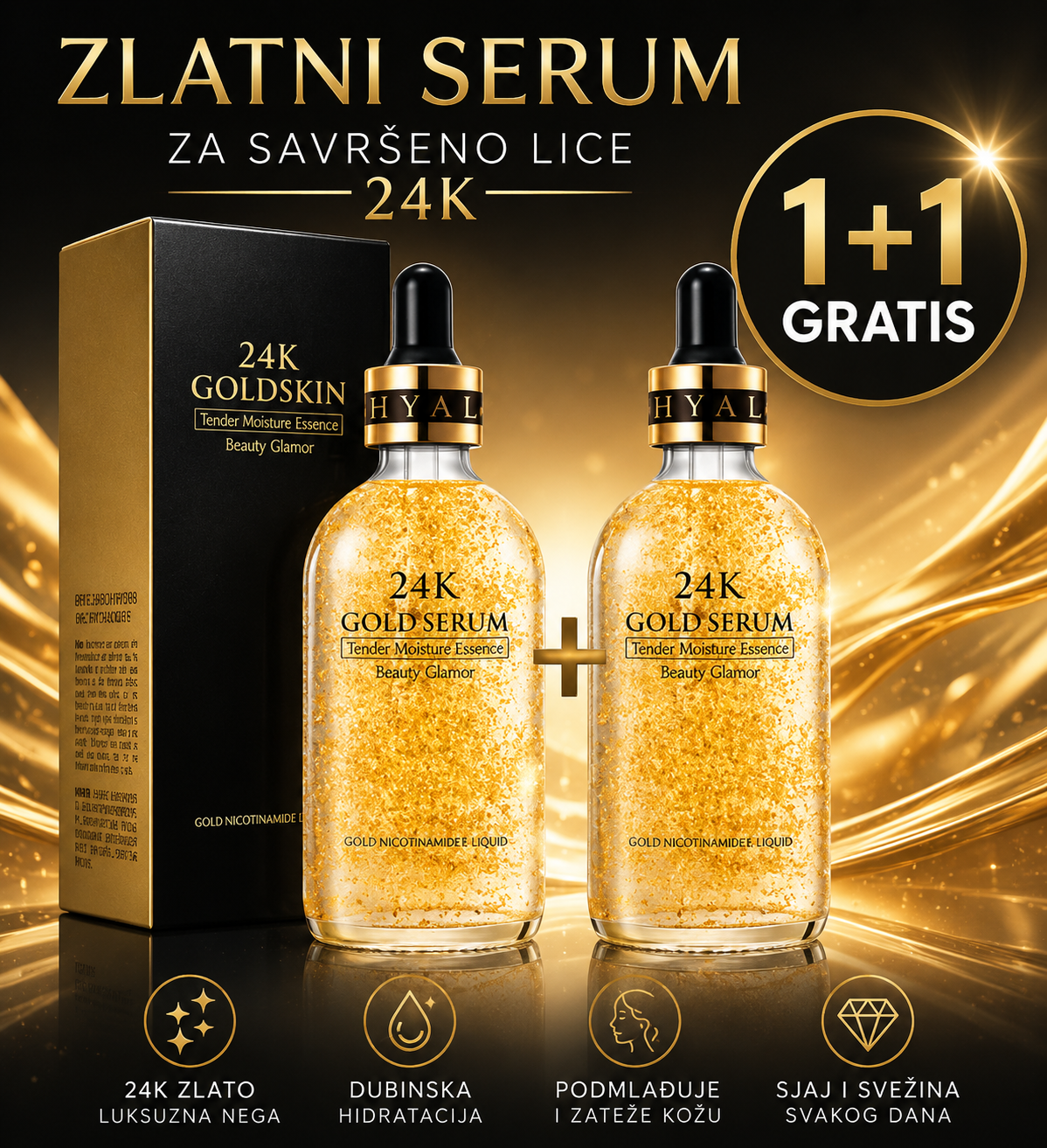 24K zlatni serum za savršeno lice 1+1 Gratis