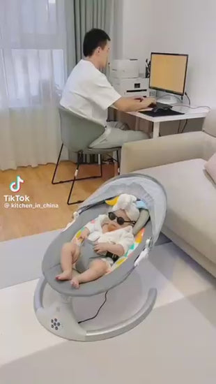 Električna ljuljaška za bebe njihalica PlavaRozaSiva