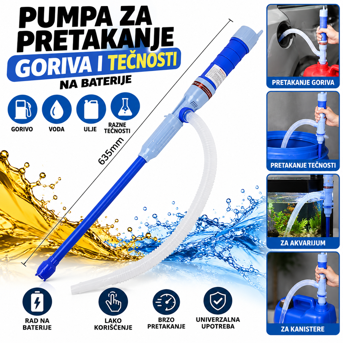 Pumpa za pretakanje goriva i tecnosti na baterije