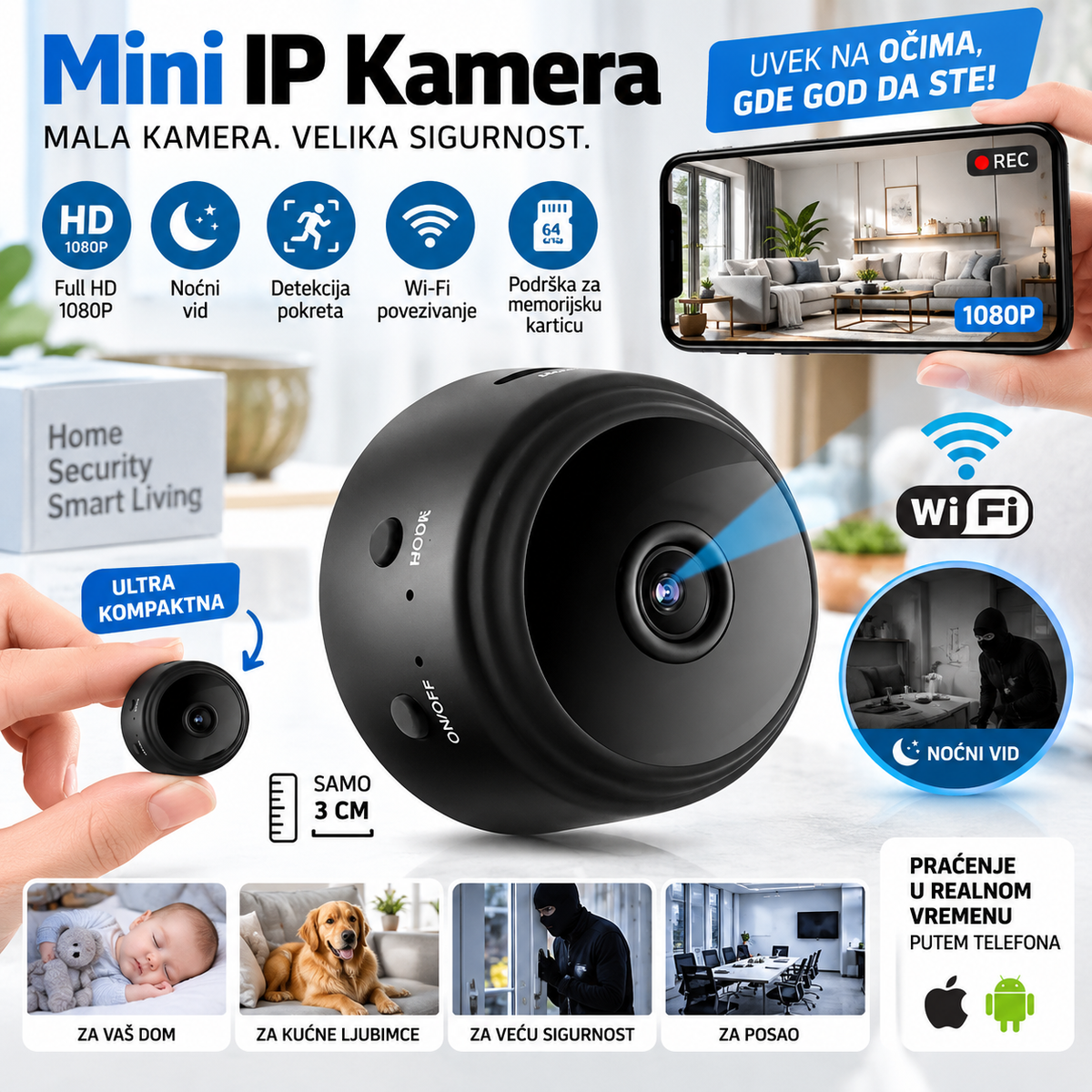 Mini Ip kamera wifi kamera HD 1080P A9
