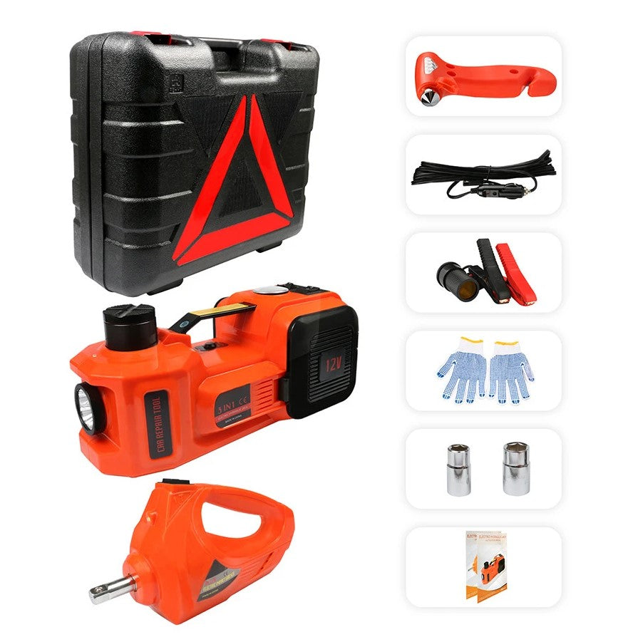 Set za auto aku odvijac kompresor dizalica baterijska lampa 4u1