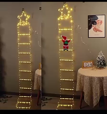 Božićna LED dekoracija Deda Mraz na merdevinama 2.4m