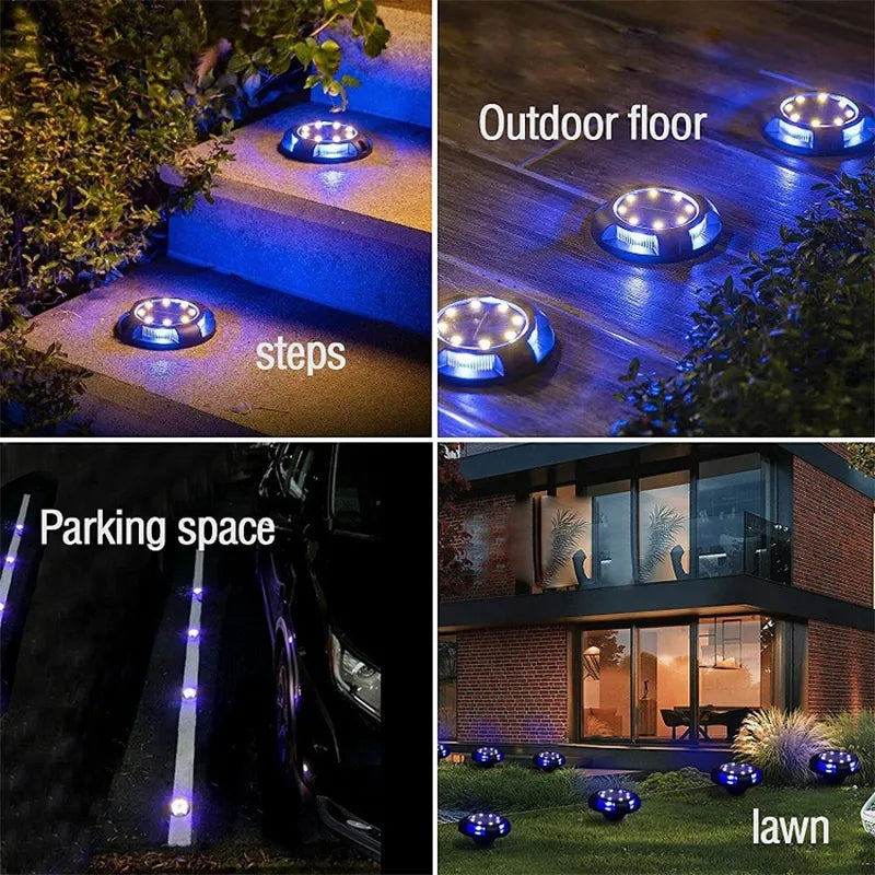 Solarne disk lampe za dvoriste i bastu sa 8 led dioda i bocnim osvetljenjem