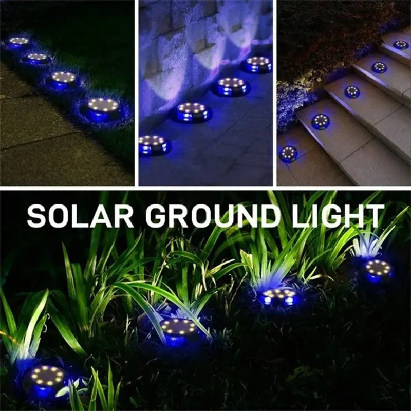Solarne disk lampe za dvoriste i bastu sa 8 led dioda i bocnim osvetljenjem